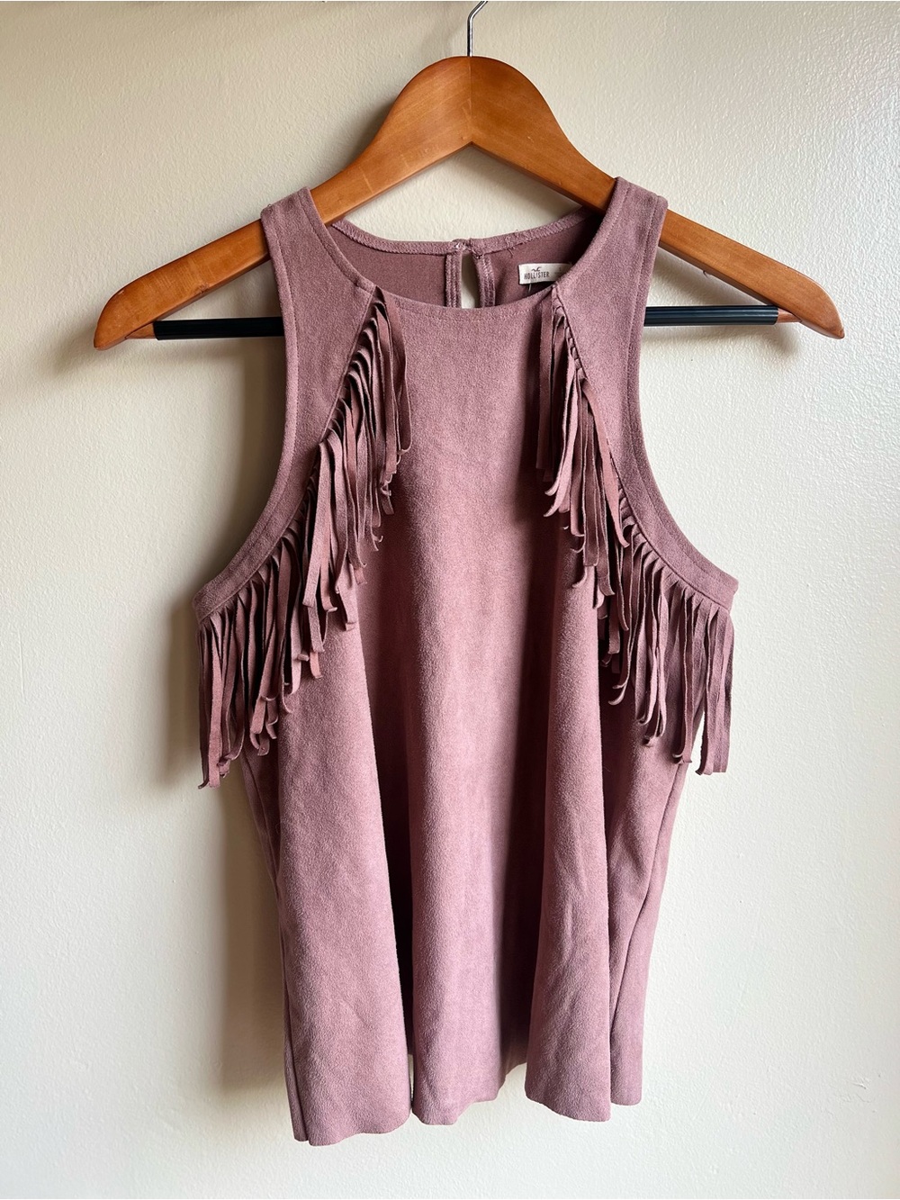 Hollister Faux Suede Fringe Tank Top Women’s Small Mauve Boho Western Festival